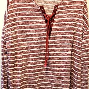 Weekend By Suzanne Betro Red & White Striped Sweater Women's 4X